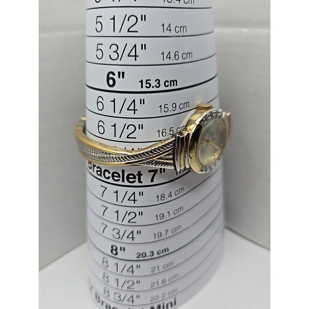 Anne Klein Diamond Swiss Vintage Quartz Two Tone Bangle Watch New Battery 763S